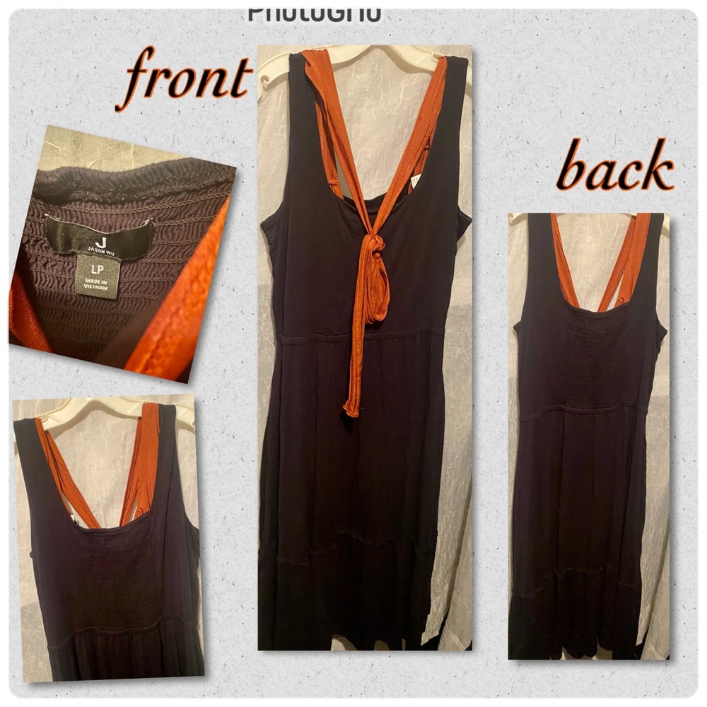 Jason wu black ruched back scoop neck stretch sleeveless maxi dress
